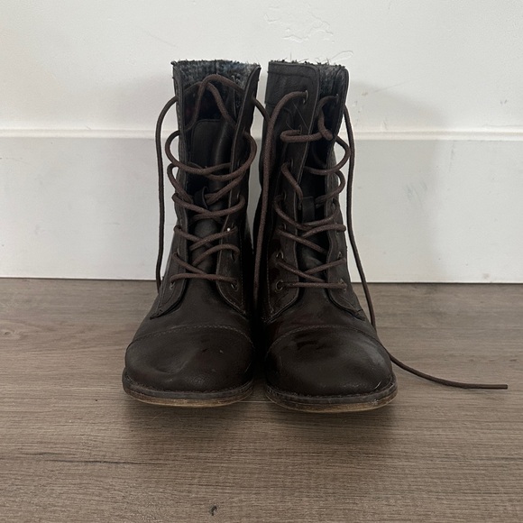 Call It Spring Dark Brown Combat Boots - Picture 1 of 3